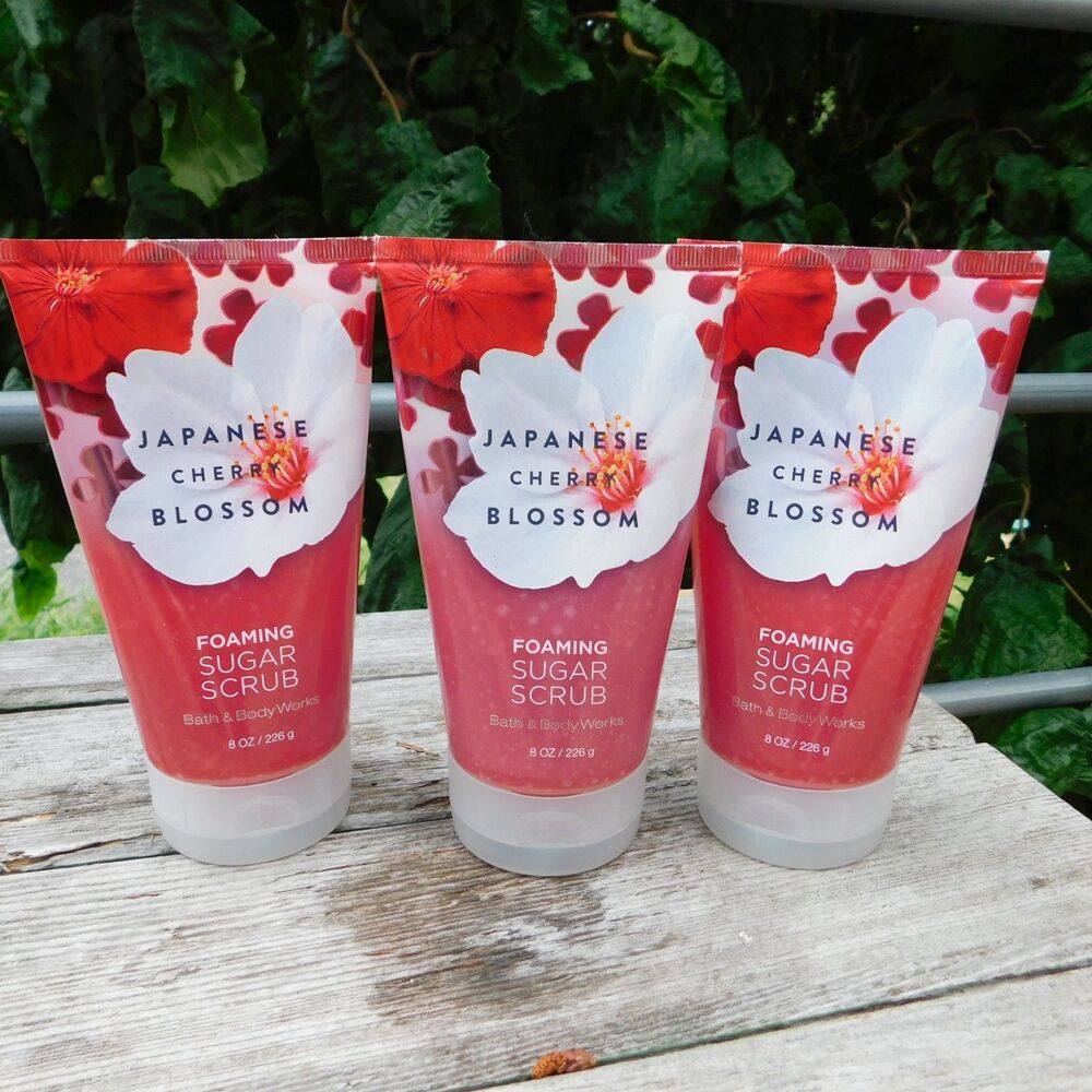 Japanese Cherry Blossom Foaming Sugar Scrub Bath & Body Works 8 Oz NEW Lot of 3